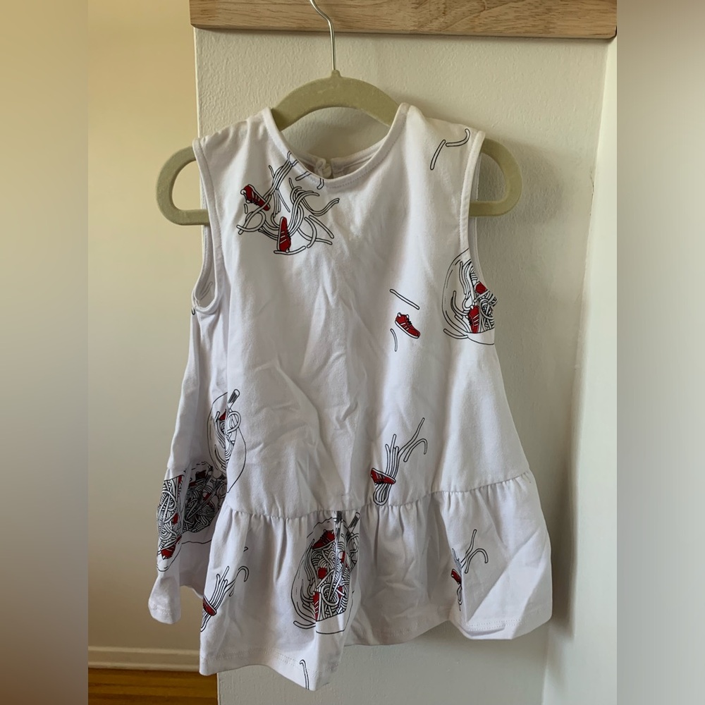 Omami Mini Kids dress size 2t with unique spaghetti sneaker pattern